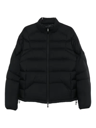 Moncler Quilted Zip-up Jacket In Black