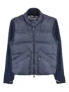 Moncler Quilted Zip-up Jacket In Blue