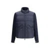 Moncler Grenoble Quilted Zip Up Cardigan In Navy Blu In Blue