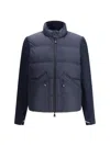 Moncler Grenoble Quilted Zip Up Cardigan In Navy Blu In Blue