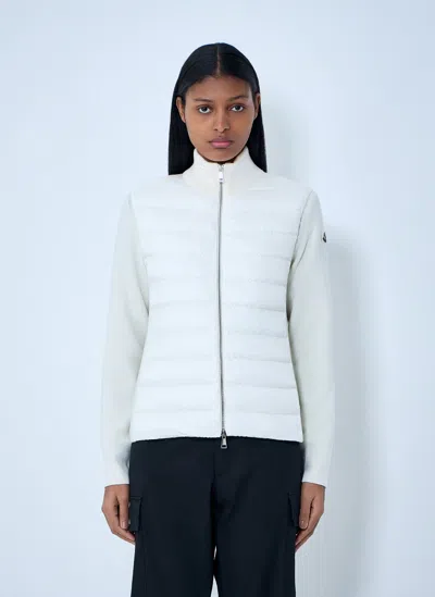 Moncler Quilted Zip-up Jacket In White