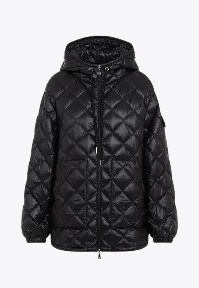 Moncler Quilted Zip-up Parka In Black