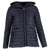 Moncler Quilted Zipped Down Jacket In Navy Blue Polyamide In Blue