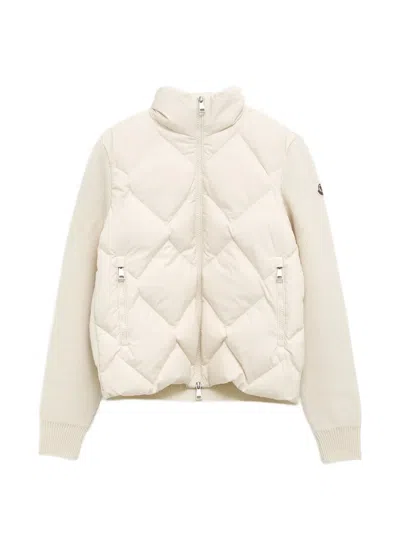 Moncler Quilted-down Panelled Jacket In Neutral