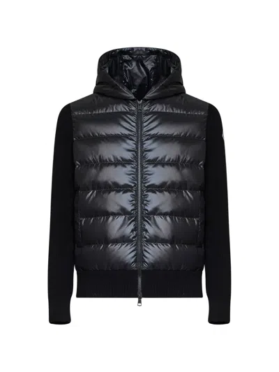 Moncler Quilted Shell-panelled Virgin Wool And Cashmere-blend Down Jacket In Black
