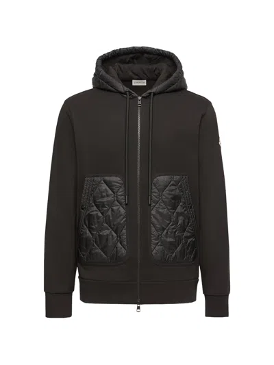 Moncler Hooded Jacket Sweatshirt Elastic Cuffs Pockets In Brown