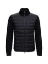 Moncler Mens Black Hybrid Padded Knitted Cardigan In Black