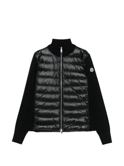 Moncler Quilted-panel Zip-up Puffer Jacket In Red
