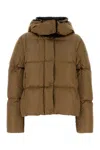 Moncler Castelnou Square-quilted Hooded Short Down Jacket In Brown
