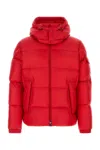 Moncler Nylon Couyere Down Jacket Featuring Hood In Red