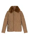 Moncler Quintin 3-in-1 Shearling-trimmed Short Down Jacket In Brown