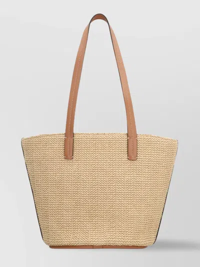 Moncler Raffia Tote Bag Leather Handles