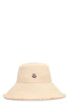 Moncler Logo-patch Woven Bucket Hat In Panna