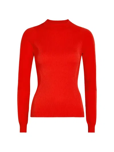 Moncler Raglan-sleeved Ribbed Sweater In Red