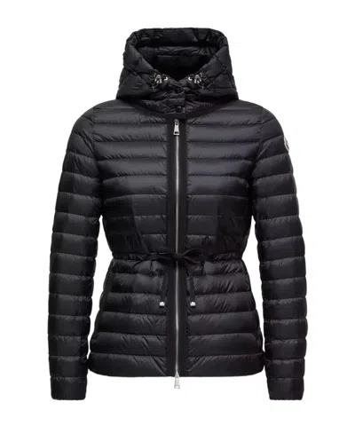 Moncler Raie Hooded Short Down Jacket In Black