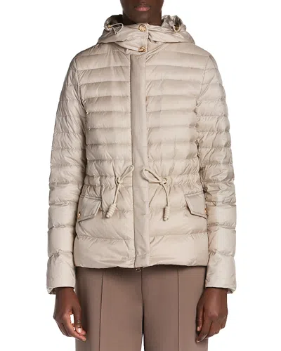 Moncler Raie Hooded Short Down Jacket In Neutral