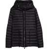 Moncler Raie Packable Down Hooded Jacket In Black