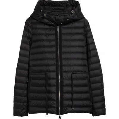 Moncler Raie Packable Down Hooded Jacket In Black