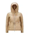 Moncler Raie Packable Hooded Short Down Jacket Beige In Nude