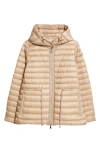 Moncler Raie Short Nylon Down Puffer Jacket In Beige