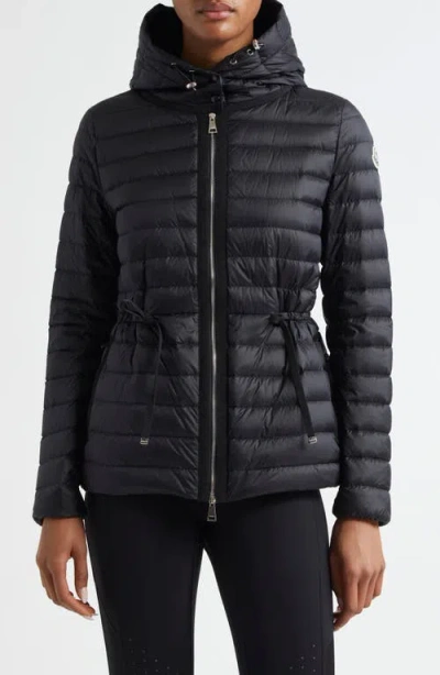 Moncler Raie Short Nylon Down Puffer Jacket In Black