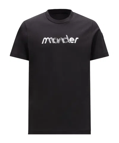 Moncler Raised-logo Cotton T-shirt In Black