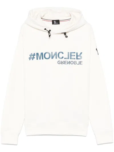 Moncler Raised-logo Hoodie In White