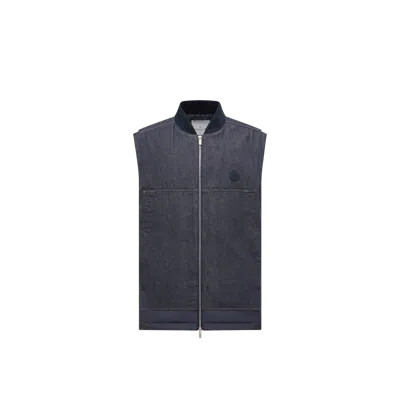 Moncler Ranche Denim Down Gilet, Men, Blue, Size: 5
