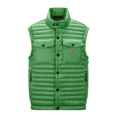 Moncler Recycle Patch Padded Vest In Green