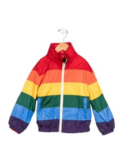 Pre-owned Moncler Babies' Red And Multicolor Patterned Casual Reversible Jacket With Front Zip Closure