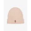 Moncler Red Brand-patch Ribbed Wool Beanie 6-10 Years In Neutral