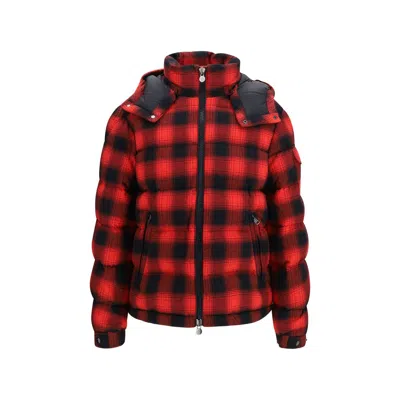 Moncler Red Cotton Full-length Jacket In Multi