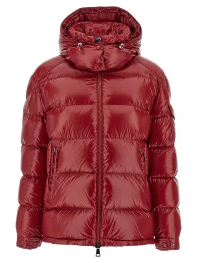 Moncler Red Hooded Jacket In Burgundy