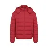 Moncler Quilted Down Jacket With Detachable Hood In Red