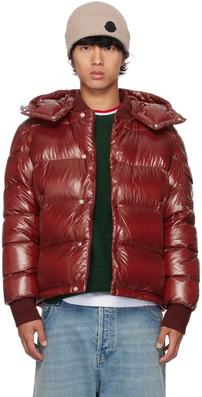 Moncler Red Maljasset Down Jacket In 438 - Berry