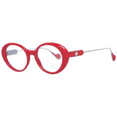 Moncler Mo-1047127 Oval Metal & Plastic Eyeglasses In Red