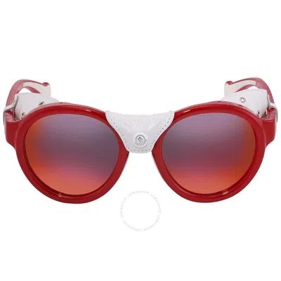 Moncler Red Mirror Round Unisex Sunglasses Ml0046 67c 52