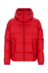 Moncler Nylon Couyere Down Jacket Featuring Hood In Red