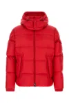 Moncler Nylon Couyere Down Jacket Featuring Hood In Red