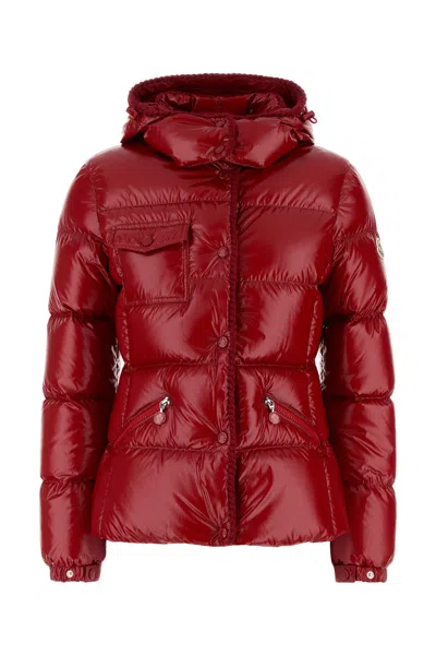 Moncler Hooded Quilted Down Jacket With Front Pockets In Red