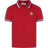 MONCLER RED POLO SHIRT FOR BOY WITH LOGO