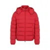 Moncler Quilted Down Jacket With Detachable Hood In Red