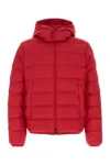 Moncler Quilted Down Jacket With Detachable Hood In Red