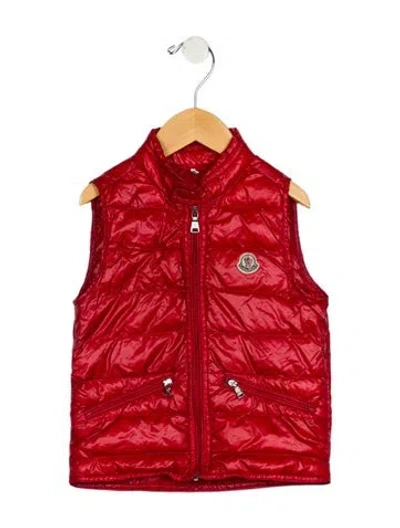 Pre-owned Moncler Babies' Red Puffer Vest With Snap And Zip Closure