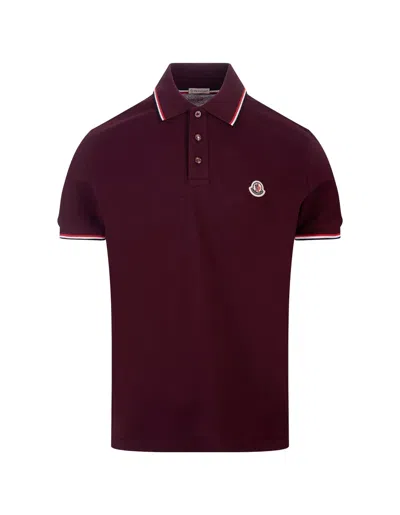 Moncler Red Short-sleeved Polo With Embroidered Logo