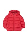 Moncler Red Taidu Down Jacket For Baby Boy With Logo In Red