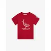 Moncler Red Turtle-print Stretch-cotton T-shirt 9-36 In Red
