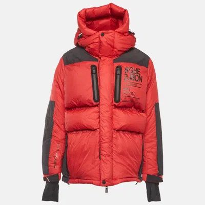 Pre-owned Moncler Red/black Nylon Puffer Down Mongnod Jacket Xl