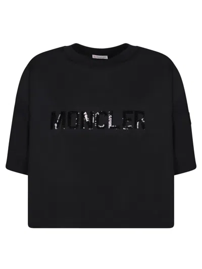 Moncler Regular Fit Black Pullover In White
