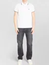 Moncler Cotton Piquet Polo Shirt With Tricolor Trim In Multi